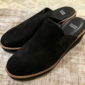 Eileen Fisher black mules — 10 wide